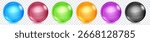 Set of translucent spheres of different bright colors with highlights and shadows on transparent background, vector illustration for design projects and creating creative works.