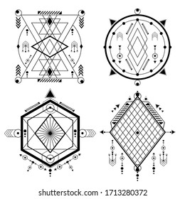 Set of Transmutation circles, alchemical symbol, modern sacred geometry.The art of tattooing, the design of logos, corporate identity, as a poster or a badge