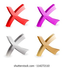 Set Transparent 3D Check Marks Various Colors, easy change color, isolated on white, vector illustration