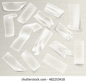 set of transparent adhesive tape and adhesive sellotape