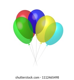 Set of transparent balloons isolated on a white background, vector illustration, Eps 10