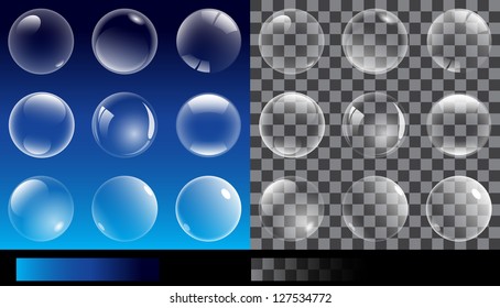 Set of transparent bubbles. Illustration without text