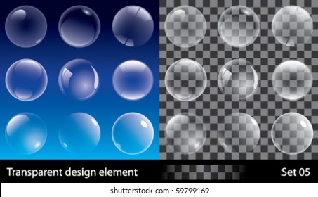 Set of transparent bubbles. Vector illustration for design.