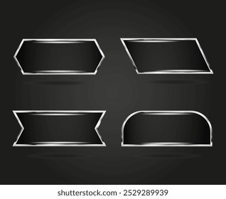 Conjunto de botões transparentes no quadro de metal prateado