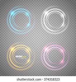 Set of transparent circle glow banners. Vector eps10