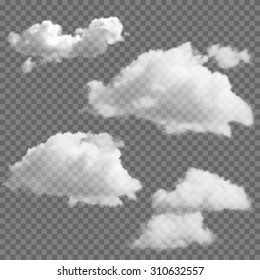 Set Transparent Clouds Realistic Vector Design Stock Vector Royalty Free