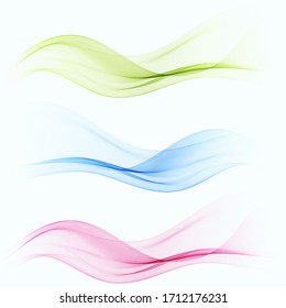 
Conjunto de ondas de color transparentes. Corriente de ondas abstractas. Elemento de diseño.
