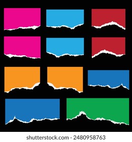 Set of transparent colorful realistic vector torn paper background
