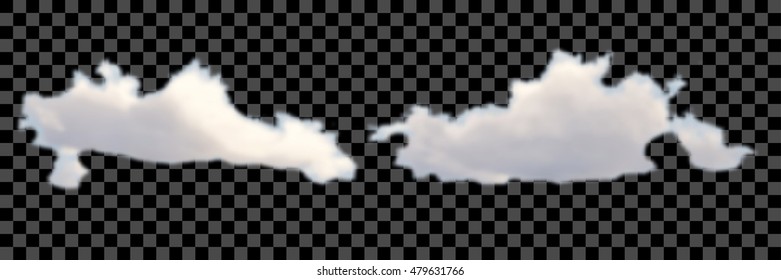 Set of transparent different clouds on black Vector.