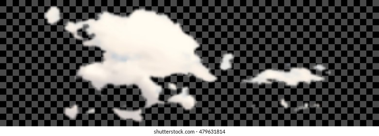 Set of transparent different clouds on black Vector.