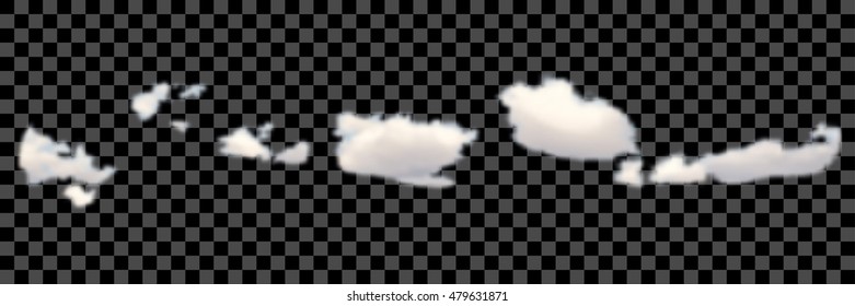 Set of transparent different clouds on black Vector.