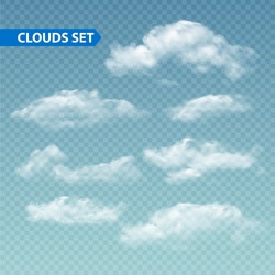 Set Of Transparent Different Clouds. Vector Illustration EPS 10