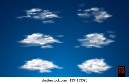 Set of transparent different clouds. Vector illustration EPS 786 on beautiful background