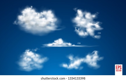 Set of transparent different clouds. Vector illustration EPS 786 on beautiful background