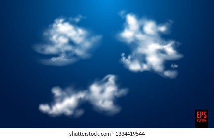 Set of transparent different clouds. Vector illustration EPS 786 on beautiful background