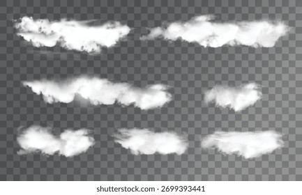 Set of transparent different clouds. vector illustration