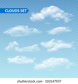 Set of transparent different clouds. Vector illustration EPS 10 - Shutterstock ID 310147937