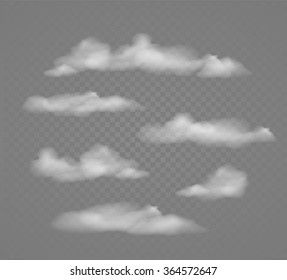 Set of transparent different clouds. Vector.