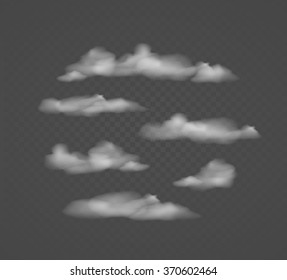 Set of transparent different clouds. Vector.