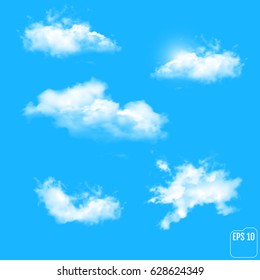 Set of transparent different clouds. Vector.