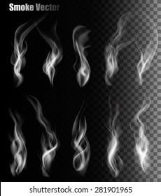 Set Of Transparent Different Smoke Vectors. 