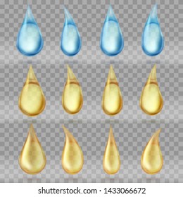 Set of transparent drops . Transparent background.