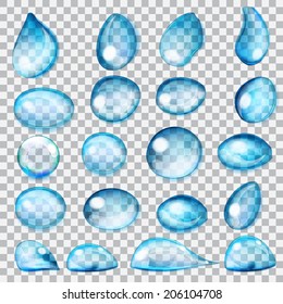 Set of transparent drops of different forms