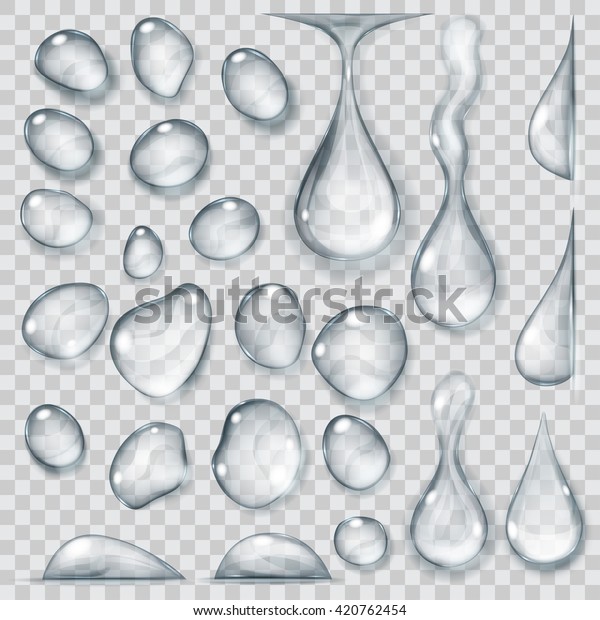 Set Transparent Drops Different Shapes Gray Stock Vector Royalty Free