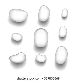 Set of transparent drops. Realistic drops pure. Transparent vector water drops set. Vector illustration