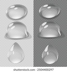 A set of transparent drops. Vector illustration 
