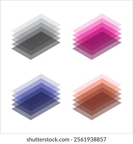 Set of transparent film layer. 3D isometric illustration. Isolated vector for banner, poster, presentation, infographic, website, apps, and other uses.