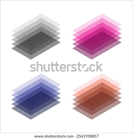 Set of transparent film layer. 3D isometric illustration. Isolated vector for banner, poster, presentation, infographic, website, apps, and other uses.