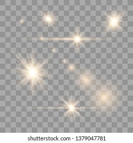 Set of Transparent Flares and Lighting Effects on transparent background. Vector illustration EPS 10.