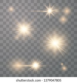 Set of Transparent Flares and Lighting Effects on transparent background. Vector illustration EPS 10.