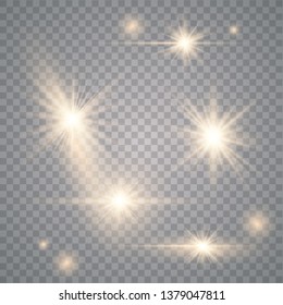 Set of Transparent Flares and Lighting Effects on transparent background. Vector illustration EPS 10.