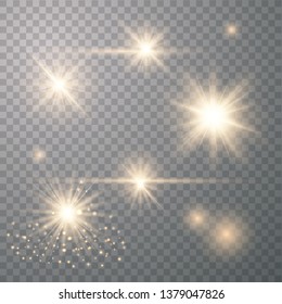 Set of Transparent Flares and Lighting Effects on transparent background. Vector illustration EPS 10.