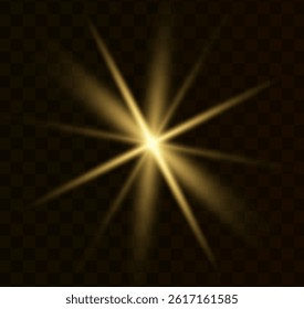 Set of transparent flash light effect, special sunlight lenses. Bright golden flashes