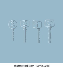 Set of transparent flat style outline keys.