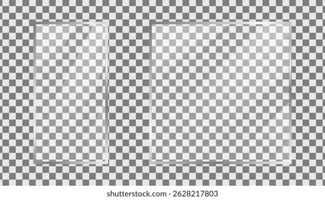 Set of transparent frame. glass on transparent background. realistic window mockup. realistic transparent glass window