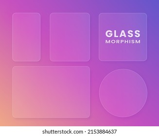 Set of transparent frames in glass morphism style. Place for your texts and images.