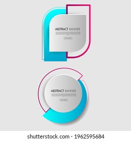 Set of transparent geometric vector banners. Vivid translucent plastic cards with shadows made in material design style. Origami paper pieces.
