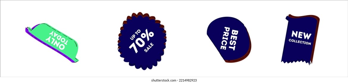 Conjunto de banners de vector geométricos transparentes. Fijar la bandera de la cinta. Promoción precio etiqueta mega venta. Diseño de etiqueta de descuento. Banderas de cinta 3d de mejor elección