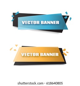 Set of transparent geometric vector banners. Vivid translucent plastic cards with shadows made in material design style. Origami paper pieces. - stock vector