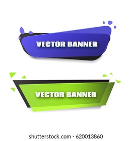 Set of transparent geometric vector banners. Vivid translucent plastic cards with shadows made in material design style. Origami paper pieces. - stock vector