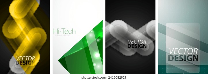 Set of transparent glass banner templates, posters. Vector illustration For Wallpaper, Banner, Background, Card, Book Illustration, landing page