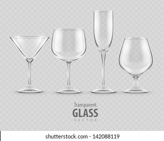 set of transparent glass goblets - EPS10 vector illustration