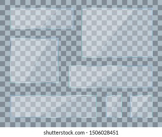 Set of transparent glass on an isolated background. Layout. Vector graphics in a friendly style.