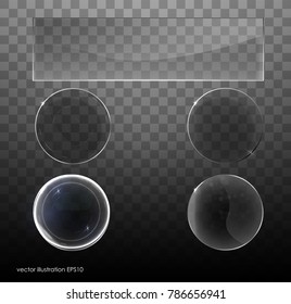 Set of transparent glass on sample background. Glass framework set.
Grouped correctly. Vector illustration. eps10