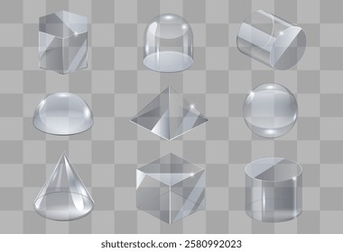 Set of transparent glass shapes