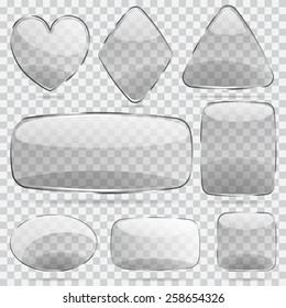 Set of transparent glass shapes in gray colors